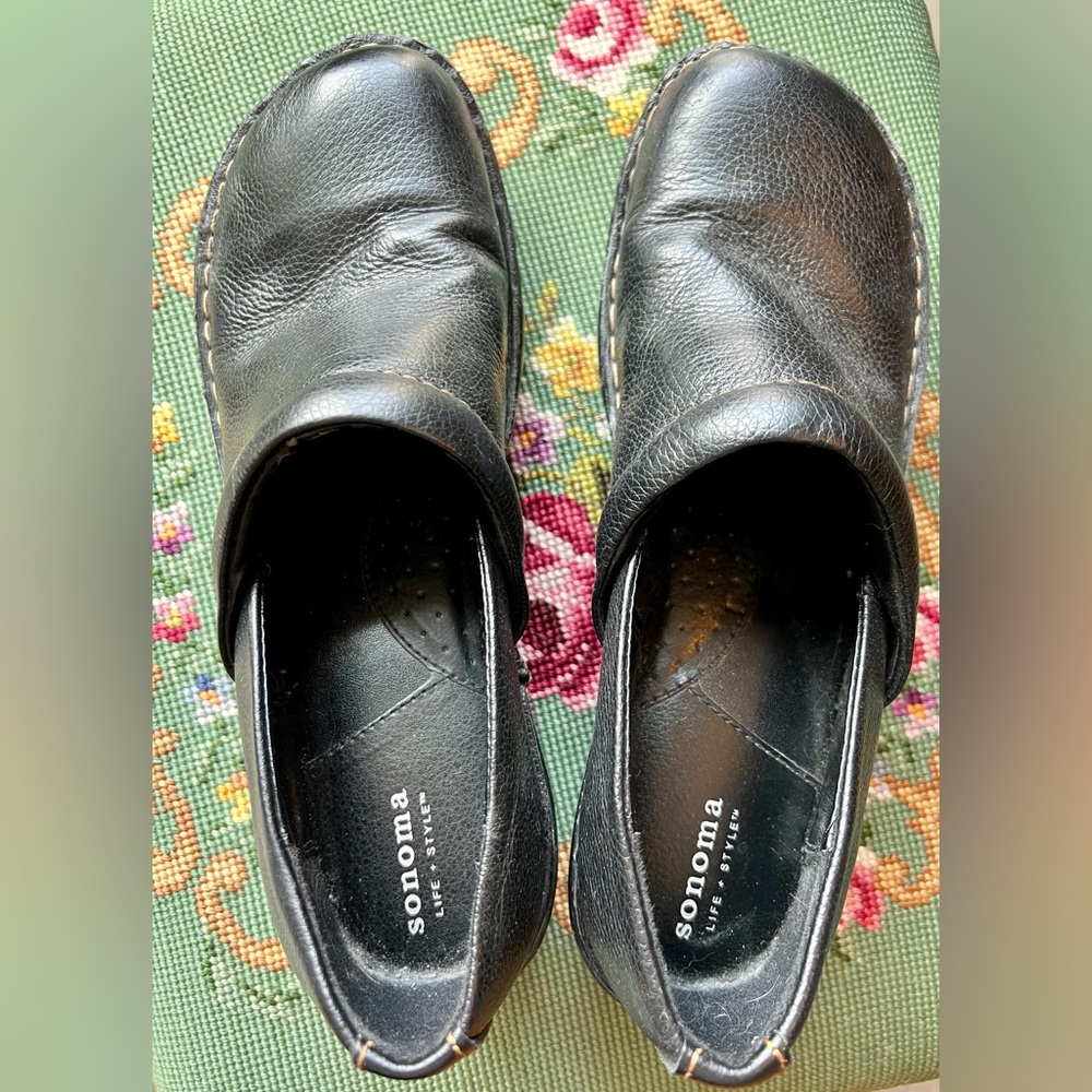 Black Sonoma Leather Clogs Sz 9.5